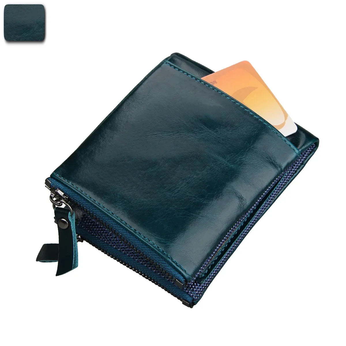 Hot Sale Crazy Horse Cowhide RFID Anti-theft Genuine Leather Short Men's Wallet Double Zipper Coin Purse