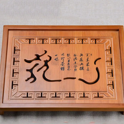 Hot Sale Flower Storage Tray Kung Fu Tea Set Natural Wooden Tray For Decor Rectangular Traditional Bamboo Coffeeware Teaware