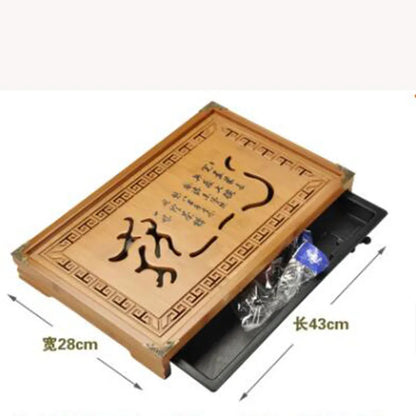 Hot Sale Flower Storage Tray Kung Fu Tea Set Natural Wooden Tray For Decor Rectangular Traditional Bamboo Coffeeware Teaware