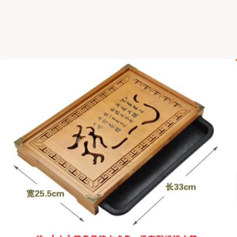 Hot Sale Flower Storage Tray Kung Fu Tea Set Natural Wooden Tray For Decor Rectangular Traditional Bamboo Coffeeware Teaware