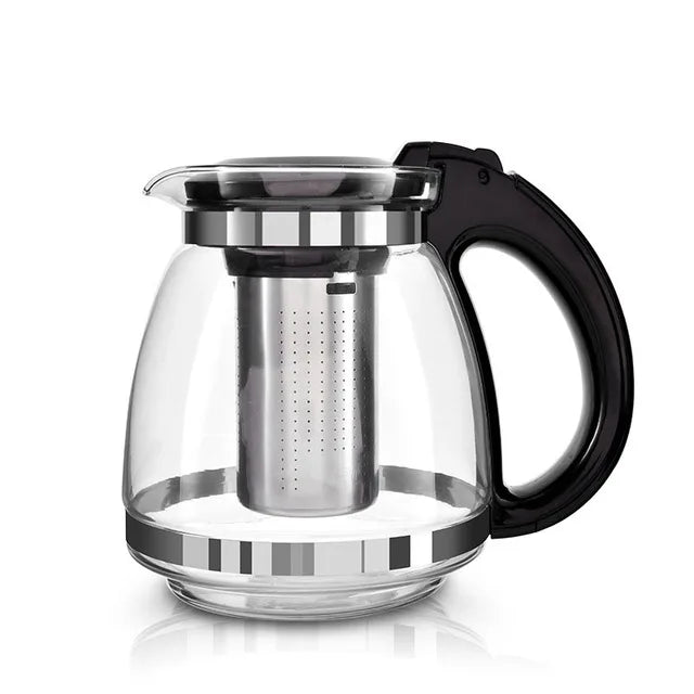Hot Sale Genuine 1500ml Glass Teapot Home & Office Tea Pot Kettle Drinkware Heat-resistan Stainless Steel Strainer Free Shipping