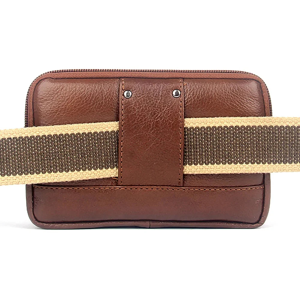 Hot Sale Men Genuine Leather Wallet Waist Pack Bags Organizer Purse Mobile Phone Case Belt Clutch Money Fanny Bag Wallets
