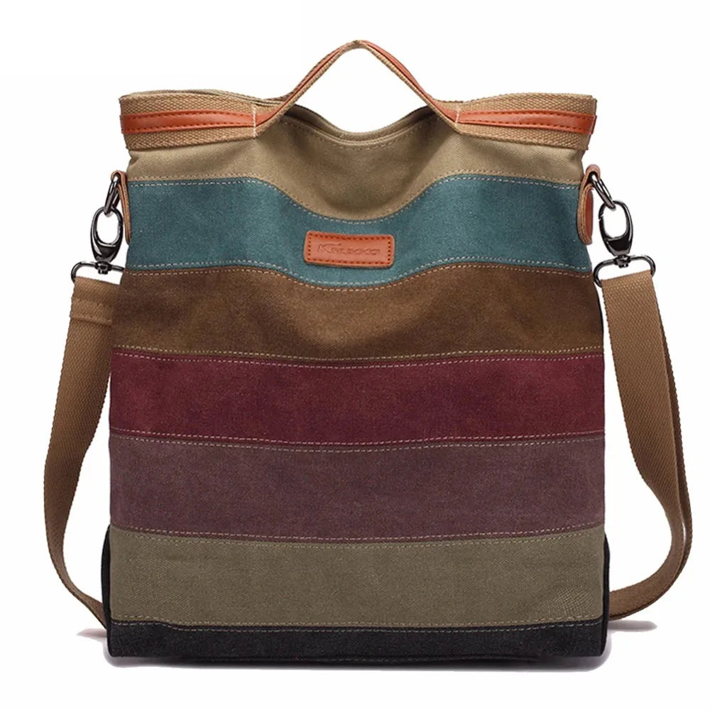 Hot Sale Striped Printed Casual Bag Women Canvas Beach Bags Female Single Shoulder Handbags Ladies Large Capacity Tote