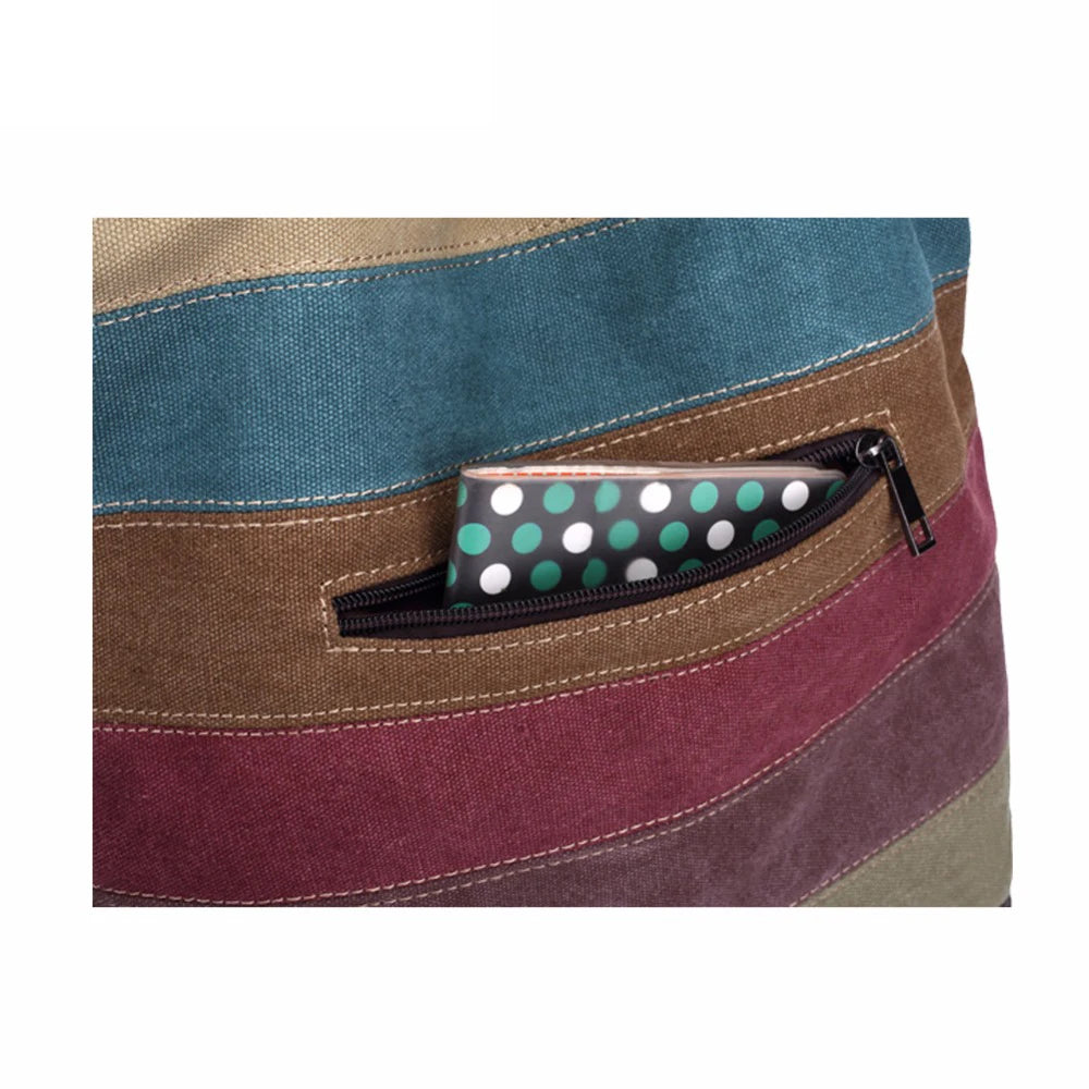 Hot Sale Striped Printed Casual Bag Women Canvas Beach Bags Female Single Shoulder Handbags Ladies Large Capacity Tote