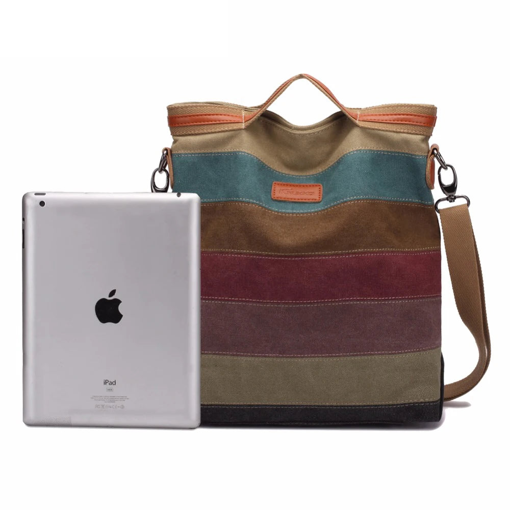 Hot Sale Striped Printed Casual Bag Women Canvas Beach Bags Female Single Shoulder Handbags Ladies Large Capacity Tote