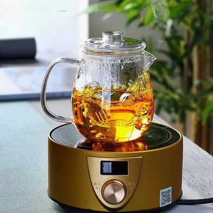 Hot Sale Teapots Borosilicate Heat Resistant Glass Teapot Gas Stove Flower Puer Kettle Chinese Kung Fu Tea Set With Filter