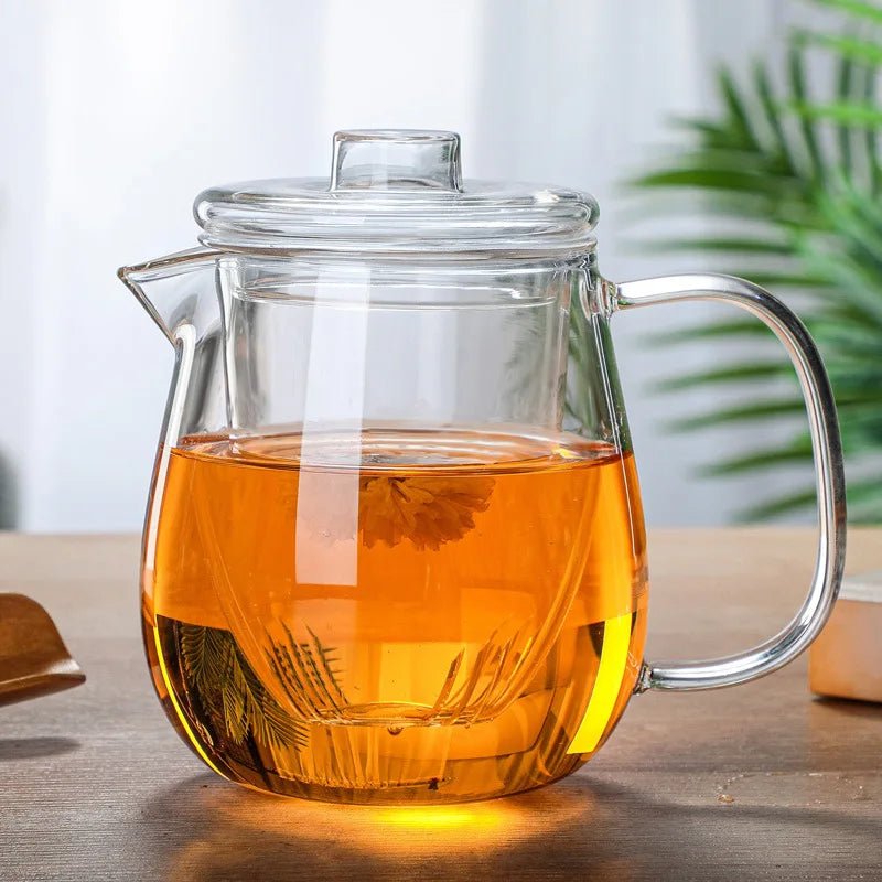 Hot Sale Teapots Borosilicate Heat Resistant Glass Teapot Gas Stove Flower Puer Kettle Chinese Kung Fu Tea Set With Filter