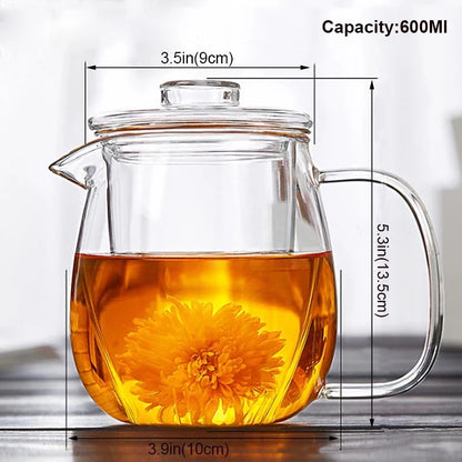 Hot Sale Teapots Borosilicate Heat Resistant Glass Teapot Gas Stove Flower Puer Kettle Chinese Kung Fu Tea Set With Filter