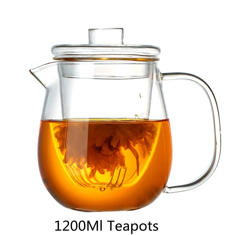 Hot Sale Teapots Borosilicate Heat Resistant Glass Teapot Gas Stove Flower Puer Kettle Chinese Kung Fu Tea Set With Filter