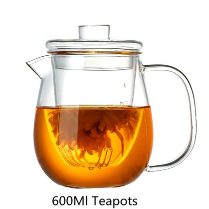 Hot Sale Teapots Borosilicate Heat Resistant Glass Teapot Gas Stove Flower Puer Kettle Chinese Kung Fu Tea Set With Filter