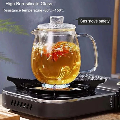 Hot Sale Teapots Borosilicate Heat Resistant Glass Teapot Gas Stove Flower Puer Kettle Chinese Kung Fu Tea Set With Filter