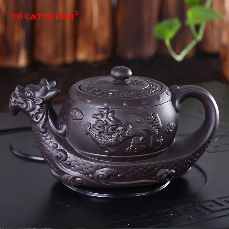 Hot Sales Chinese Yixing purple clay Teapot,Raditional dragon tea pot Big capacity Handmade clay tea set kettle kung fu teapot