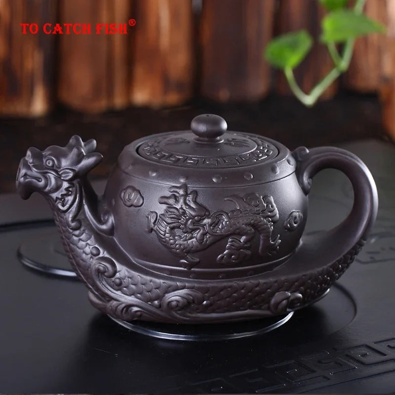 Hot Sales Chinese Yixing purple clay Teapot,Raditional dragon tea pot Big capacity Handmade clay tea set kettle kung fu teapot