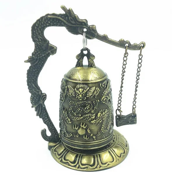 Hot Sell!famous Tibet BRASS Buddhist Dragon Singing bell lucky silver lucky Garden Decoration 100% real Tibetan Silver Brass