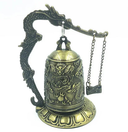 Hot Sell!famous Tibet BRASS Buddhist Dragon Singing bell lucky silver lucky Garden Decoration 100% real Tibetan Silver Brass