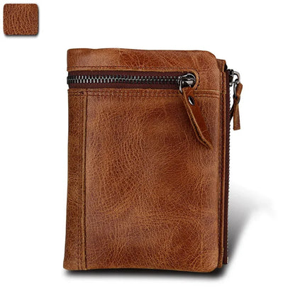 Hot Selling New Real Anti-theft Brush Leather Men's Purse Money Clip Short Vintage Large Capacity Credit Card