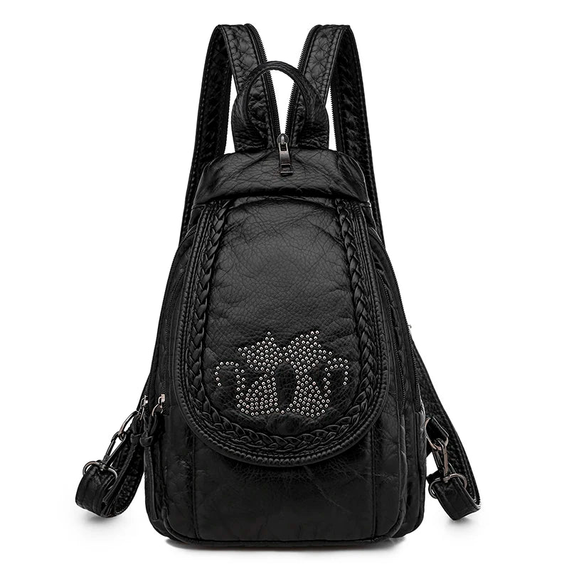 Hot White Women Backpack Female Washed Soft Leather Backpacks Ladies Sac A Dos School Bags for Girls Travel Back Pack Rucksacks