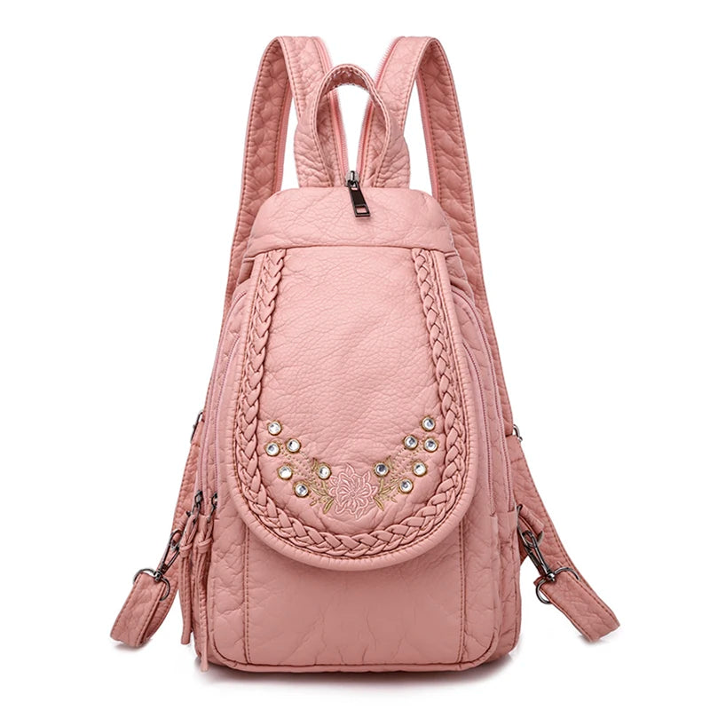 Hot White Women Backpack Female Washed Soft Leather Backpacks Ladies Sac A Dos School Bags for Girls Travel Back Pack Rucksacks