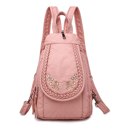 Hot White Women Backpack Female Washed Soft Leather Backpacks Ladies Sac A Dos School Bags for Girls Travel Back Pack Rucksacks