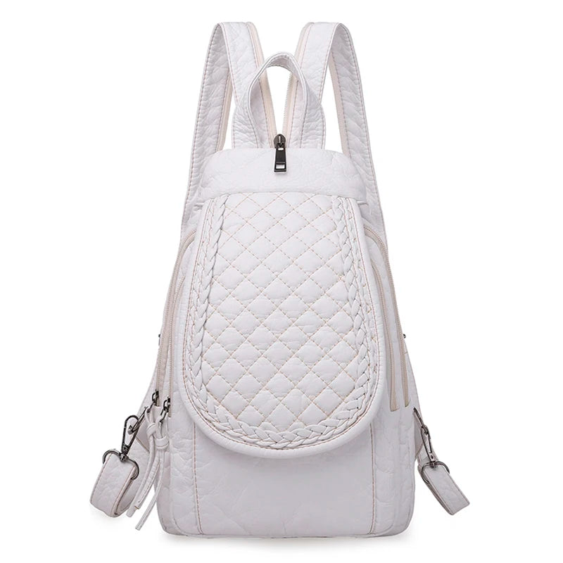 Hot White Women Backpack Female Washed Soft Leather Backpacks Ladies Sac A Dos School Bags for Girls Travel Back Pack Rucksacks