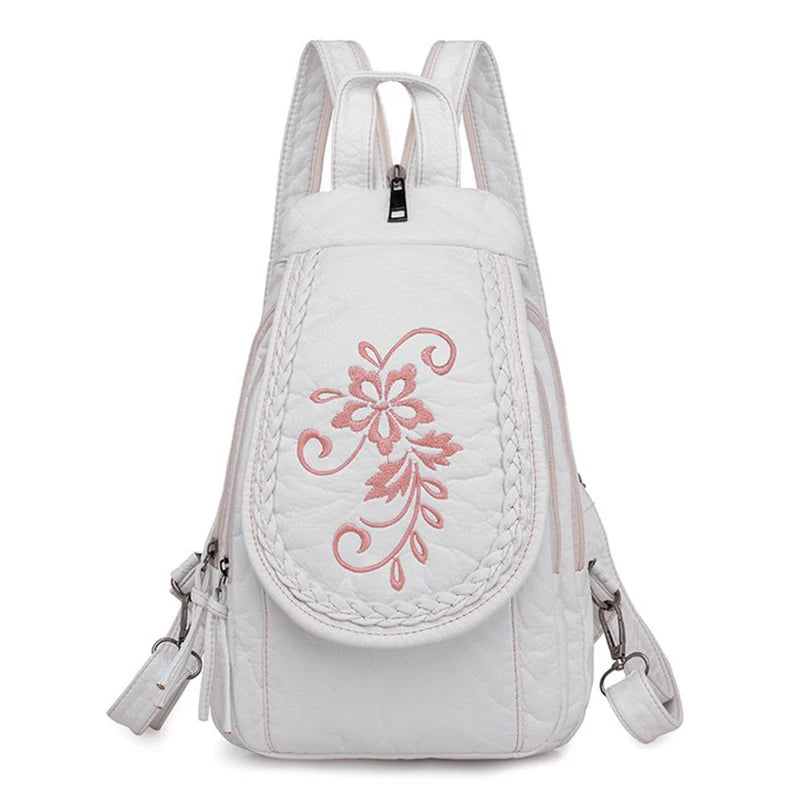 Hot White Women Backpack Female Washed Soft Leather Backpacks Ladies Sac A Dos School Bags for Girls Travel Back Pack Rucksacks