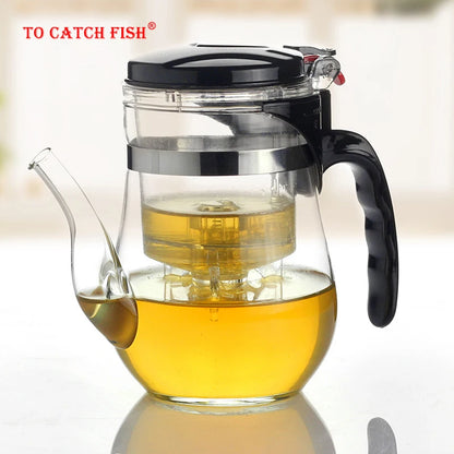 Hot sale,500 750ml Heat Resistant Glass Tea Pot Flower Tea Set Puer kettle Coffee Teapot Convenient Office Teaset ,kung fu set
