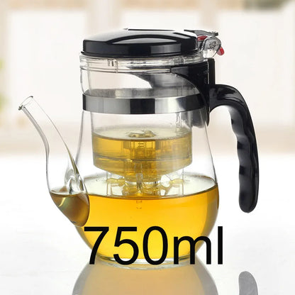 Hot sale,500 750ml Heat Resistant Glass Tea Pot Flower Tea Set Puer kettle Coffee Teapot Convenient Office Teaset ,kung fu set