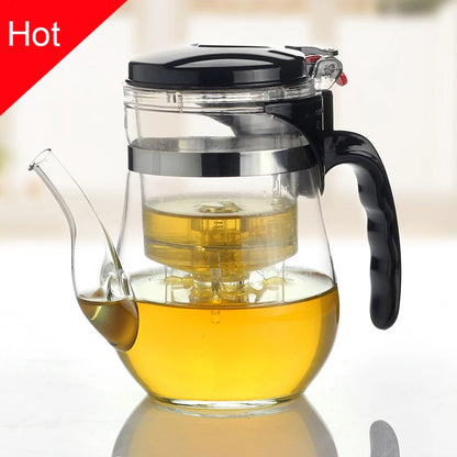 Hot sale,500 750ml Heat Resistant Glass Tea Pot Flower Tea Set Puer kettle Coffee Teapot Convenient Office Teaset ,kung fu set