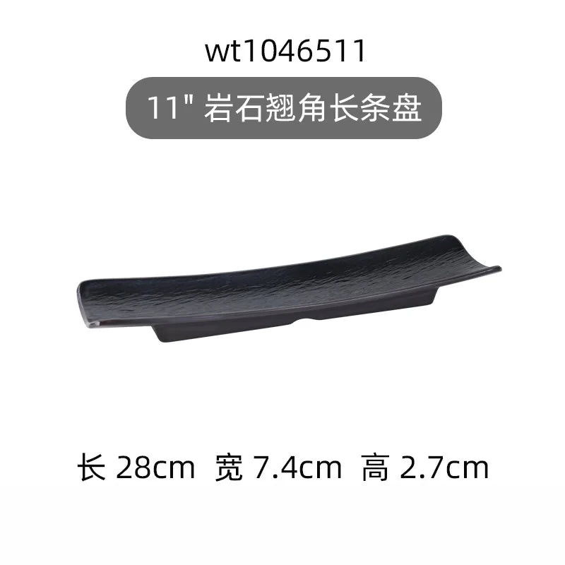 Hotpot Restaurant Melamine Tableware Black Frosted Dinner Plate Japanese Sushi Plates Not Easily Broken Snack Fruit Dishes