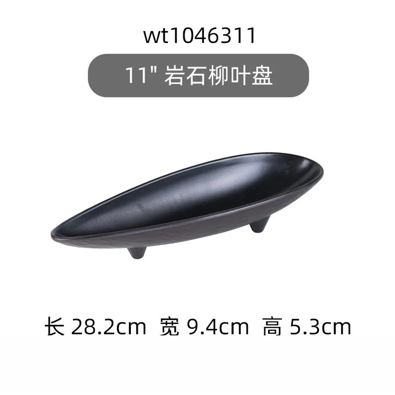 Hotpot Restaurant Melamine Tableware Black Frosted Dinner Plate Japanese Sushi Plates Not Easily Broken Snack Fruit Dishes