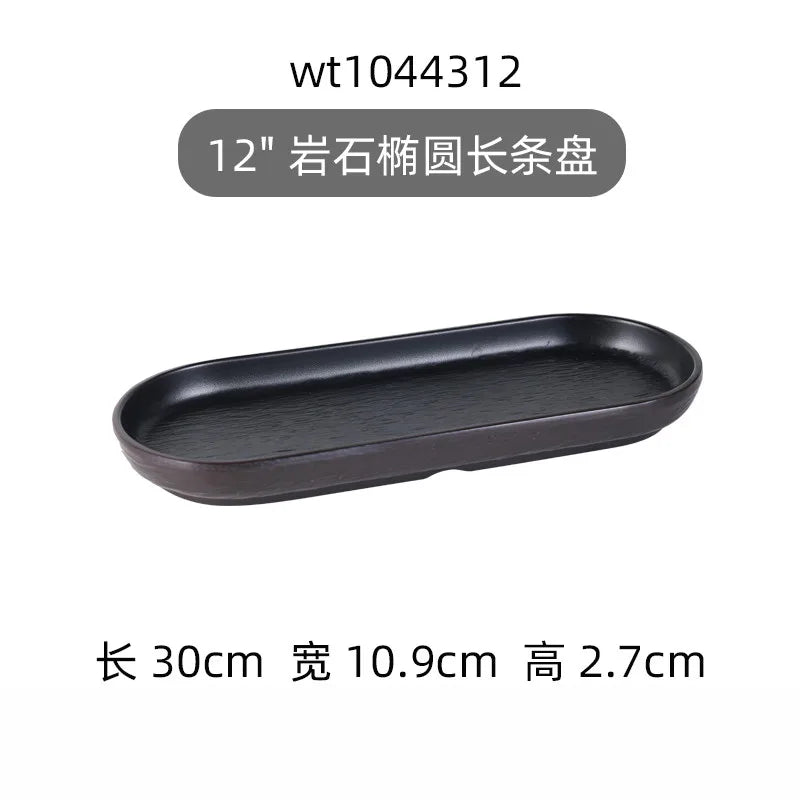 Hotpot Restaurant Melamine Tableware Black Frosted Dinner Plate Japanese Sushi Plates Not Easily Broken Snack Fruit Dishes