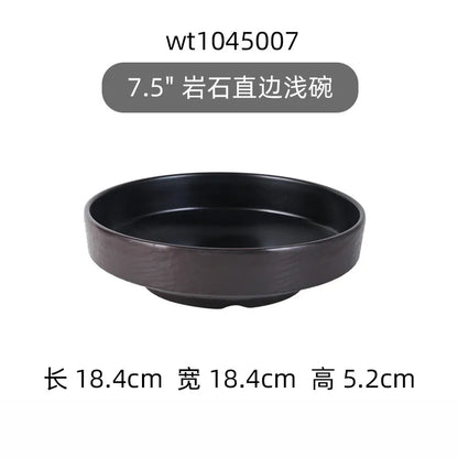 Hotpot Restaurant Melamine Tableware Black Frosted Dinner Plate Japanese Sushi Plates Not Easily Broken Snack Fruit Dishes