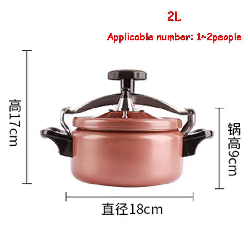 Household Aluminum Pressure Cooker 2/3L Explosion-Proof Pot Kitchen Soup Pot High Elevation Cookware Outdoor Camping Gas Stove