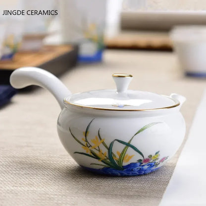 Household Ceramic Teapot Handmade Side Handle Kettle Chinese-style Porcelain Tea Set Customized Tea Infuser Teaware 170ml