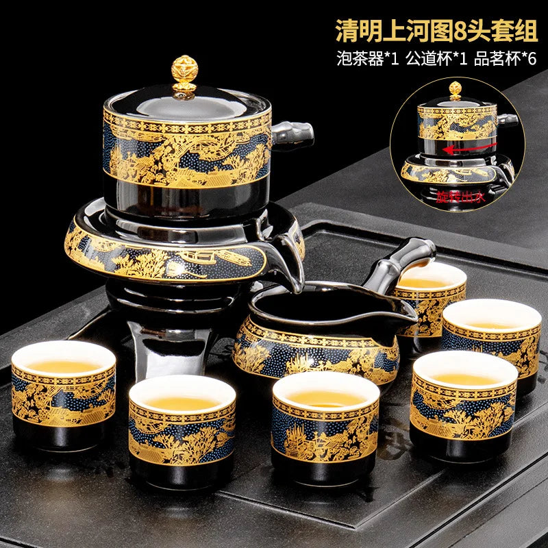 Household Ceramics Tea Pot Set Chinese Classical Ceramic Bone Teaset Gaiwan Porcelain Kung Fu Teapot Set for Gift