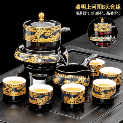 Household Ceramics Tea Pot Set Chinese Classical Ceramic Bone Teaset Gaiwan Porcelain Kung Fu Teapot Set for Gift