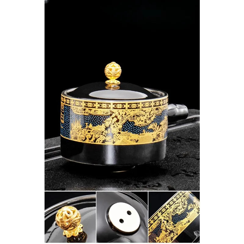 Household Ceramics Tea Pot Set Chinese Classical Ceramic Bone Teaset Gaiwan Porcelain Kung Fu Teapot Set for Gift