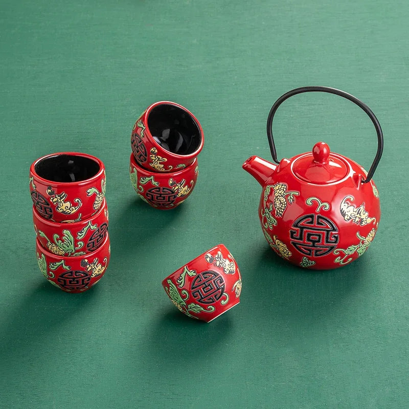 Household Ceramics Tea Pot Set Teacup Teapot Customized Tea Ceremony Supplies Boutique Handmade Tea Sets Wedding Gifts