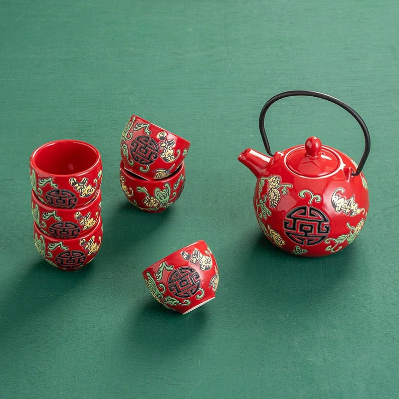 Household Ceramics Tea Pot Set Teacup Teapot Customized Tea Ceremony Supplies Boutique Handmade Tea Sets Wedding Gifts