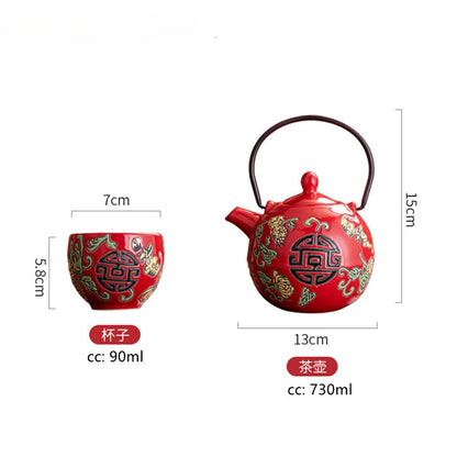 Household Ceramics Tea Pot Set Teacup Teapot Customized Tea Ceremony Supplies Boutique Handmade Tea Sets Wedding Gifts