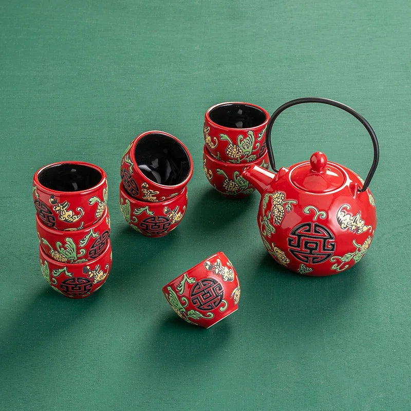 Household Ceramics Tea Pot Set Teacup Teapot Customized Tea Ceremony Supplies Boutique Handmade Tea Sets Wedding Gifts