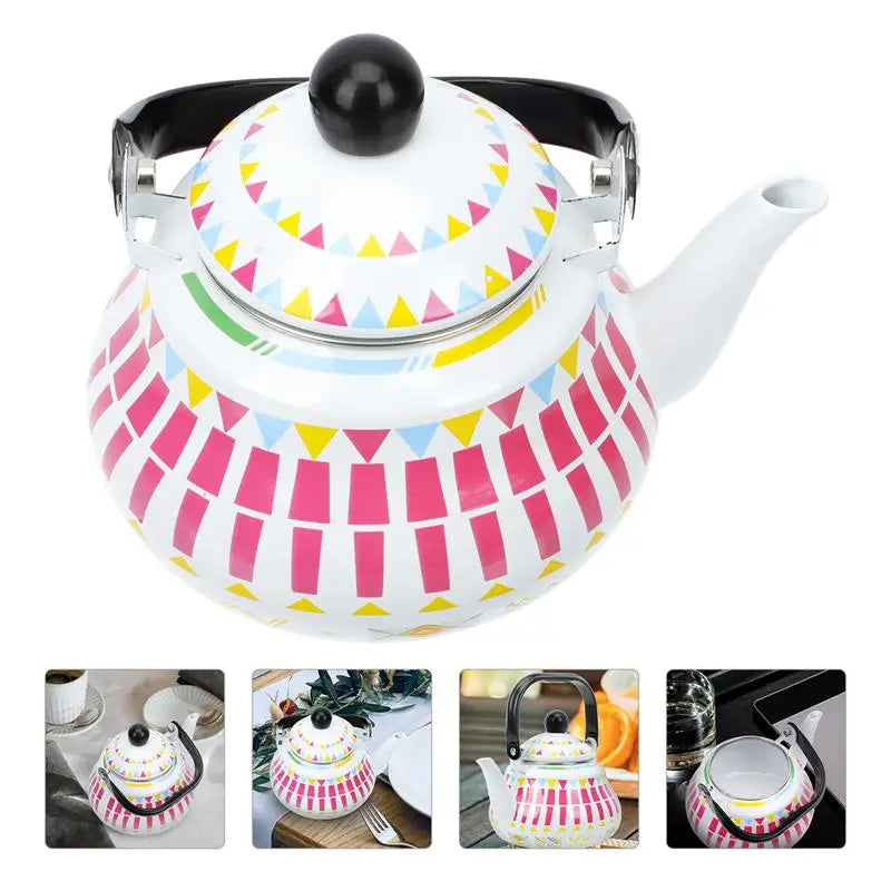 Household Enamel Kettle Decorative Enamel Teapot Water Boiling Kettle Teakettle Large Capacity 1.5L
