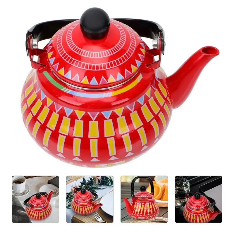 Household Enamel Kettle Decorative Enamel Teapot Water Boiling Kettle Teakettle Large Capacity 1.5L
