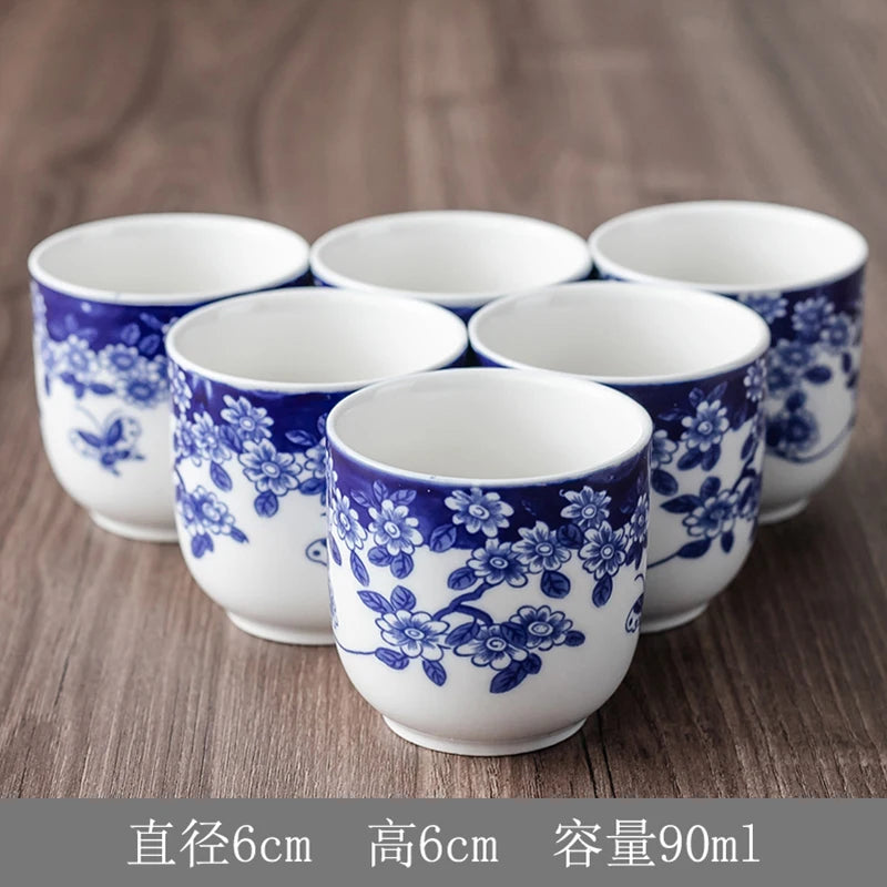 Household Porcelain Teapot, Large Capacity, Cool Water Pot, Large Blue and White Porcelain Retro, Loop Handle Beam Pot