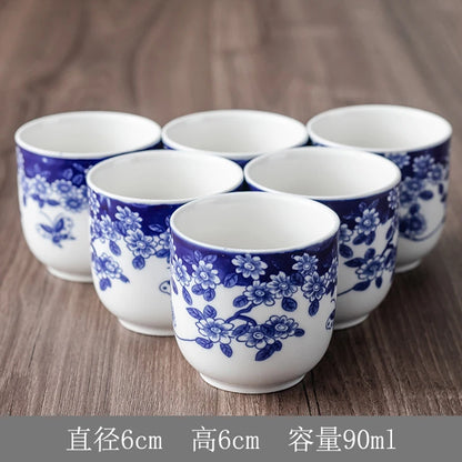Household Porcelain Teapot, Large Capacity, Cool Water Pot, Large Blue and White Porcelain Retro, Loop Handle Beam Pot