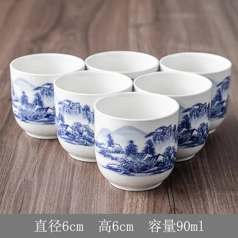 Household Porcelain Teapot, Large Capacity, Cool Water Pot, Large Blue and White Porcelain Retro, Loop Handle Beam Pot