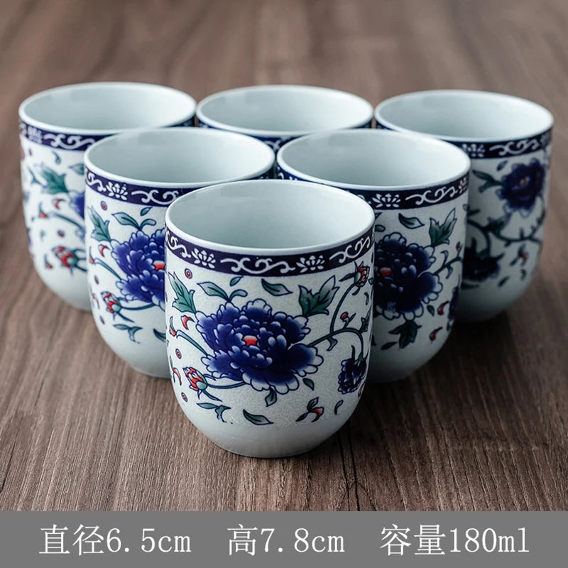 Household Porcelain Teapot, Large Capacity, Cool Water Pot, Large Blue and White Porcelain Retro, Loop Handle Beam Pot