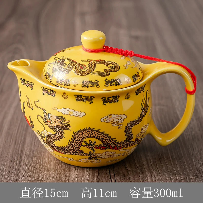 Household Porcelain Teapot, Large Capacity, Cool Water Pot, Large Blue and White Porcelain Retro, Loop Handle Beam Pot