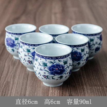 Household Porcelain Teapot, Large Capacity, Cool Water Pot, Large Blue and White Porcelain Retro, Loop Handle Beam Pot