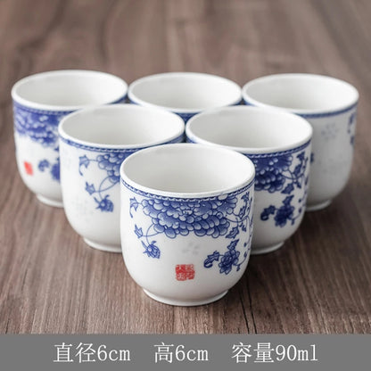 Household Porcelain Teapot, Large Capacity, Cool Water Pot, Large Blue and White Porcelain Retro, Loop Handle Beam Pot